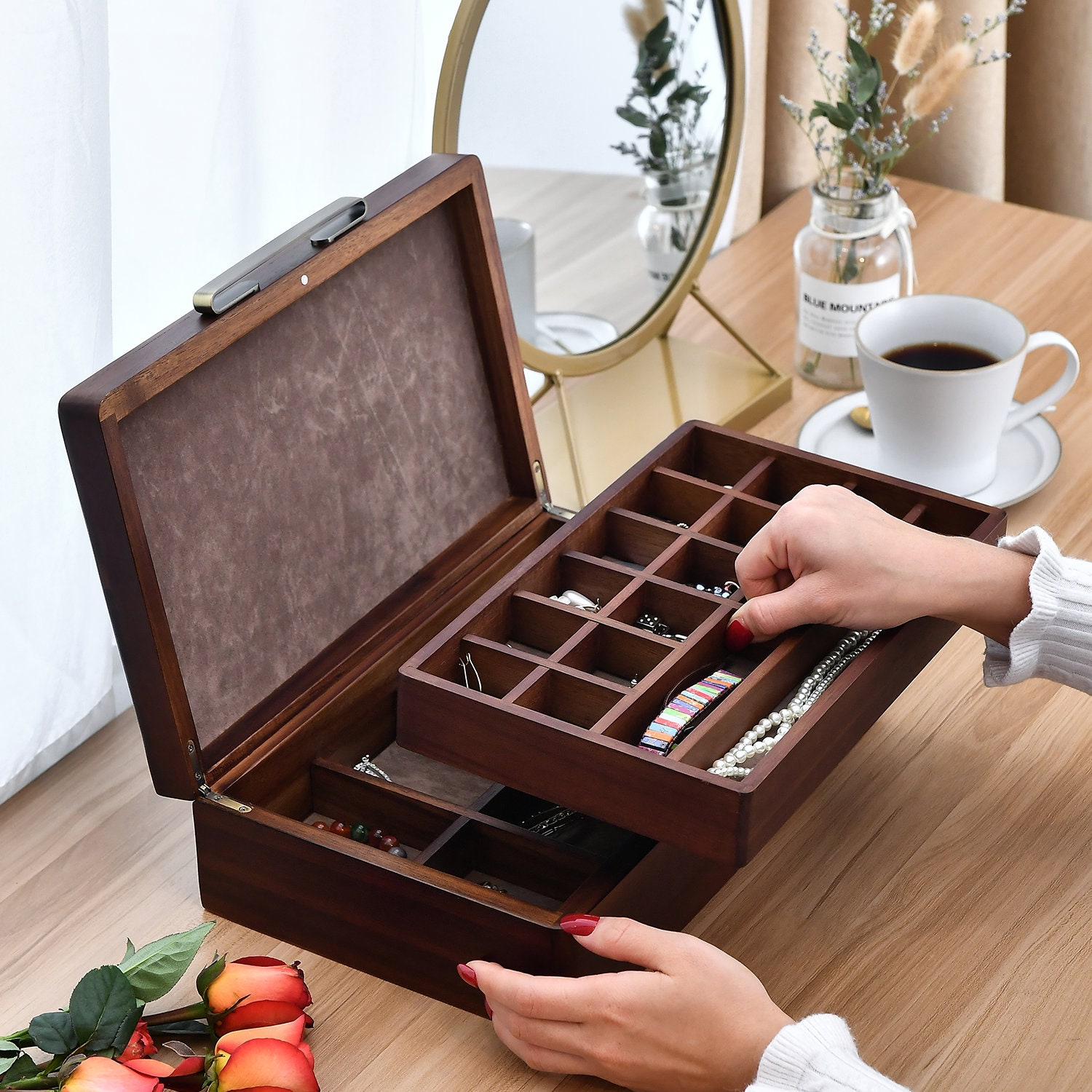 Wooden Jewelry Box Jewelry Organizer for Women Girls Men Etsy Canada