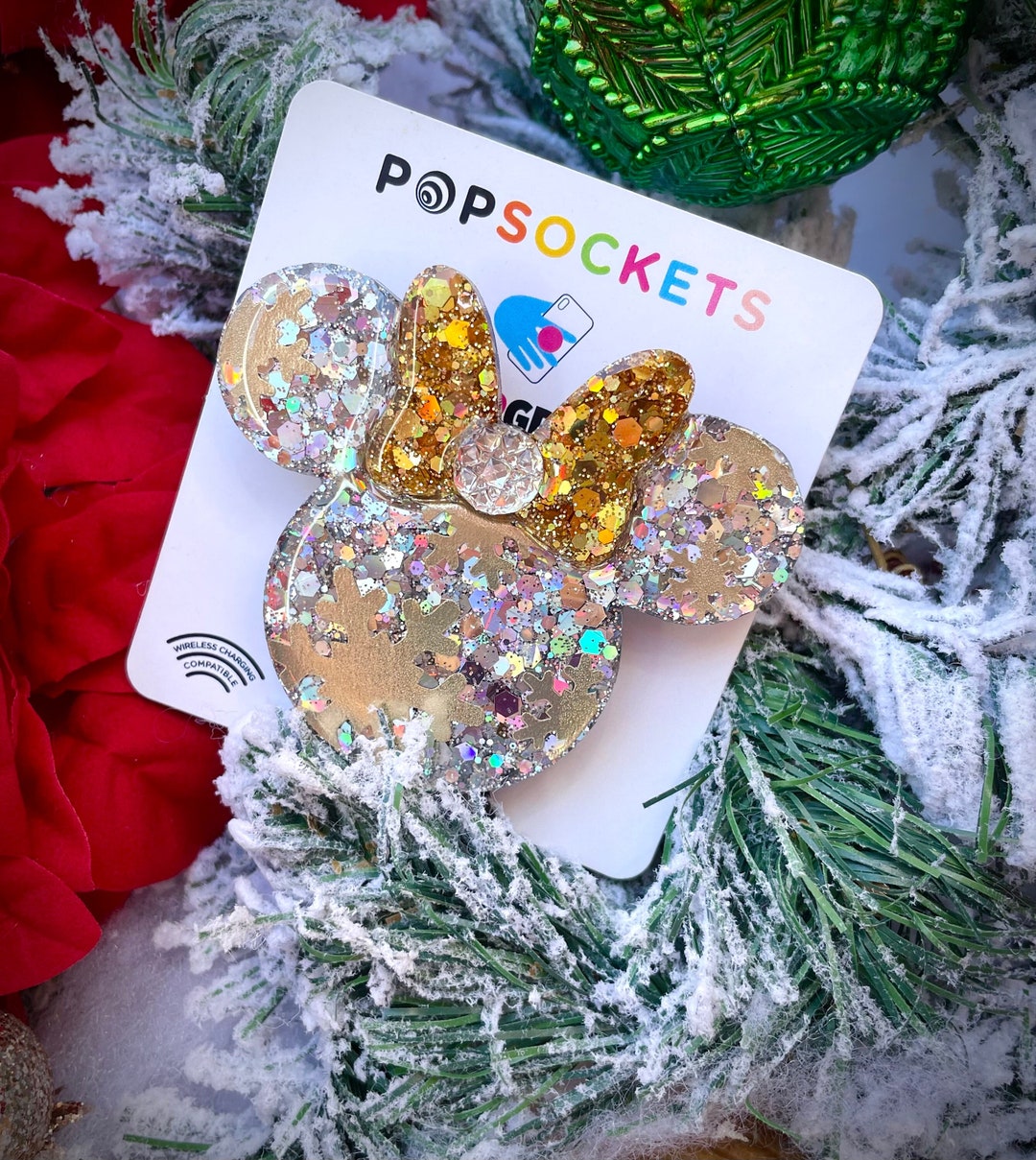 Silver&gold Christmas Mouse Popsocket*/badge Reel/keychain/magnet ...