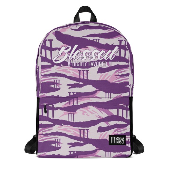 Purple white Blessed and Highly Favored Backpack by Messiah Mindset Christmas Gift Birthday Gift Etsy Canada