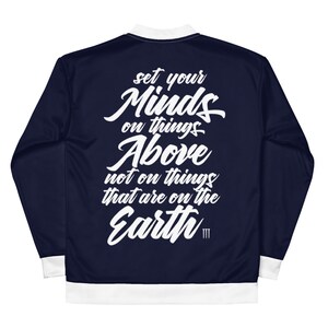 Colossians 3 Christian Navy Blue Bomber Jacket by Messiah Mindset - birthday gift - Christmas gift