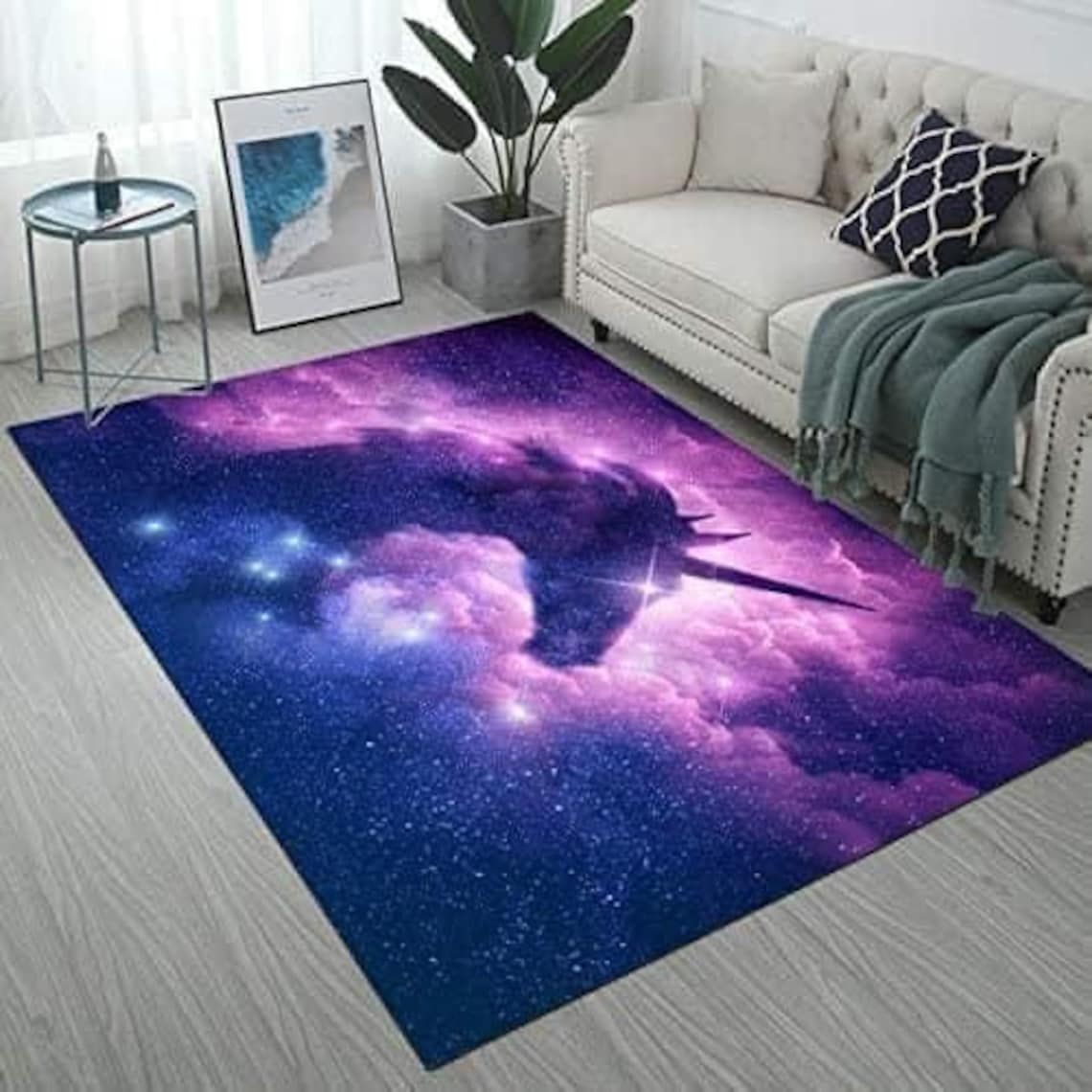 Galaxy Unicorn Rectangle Rug Unicorn Decor Area Rug Magical Etsy