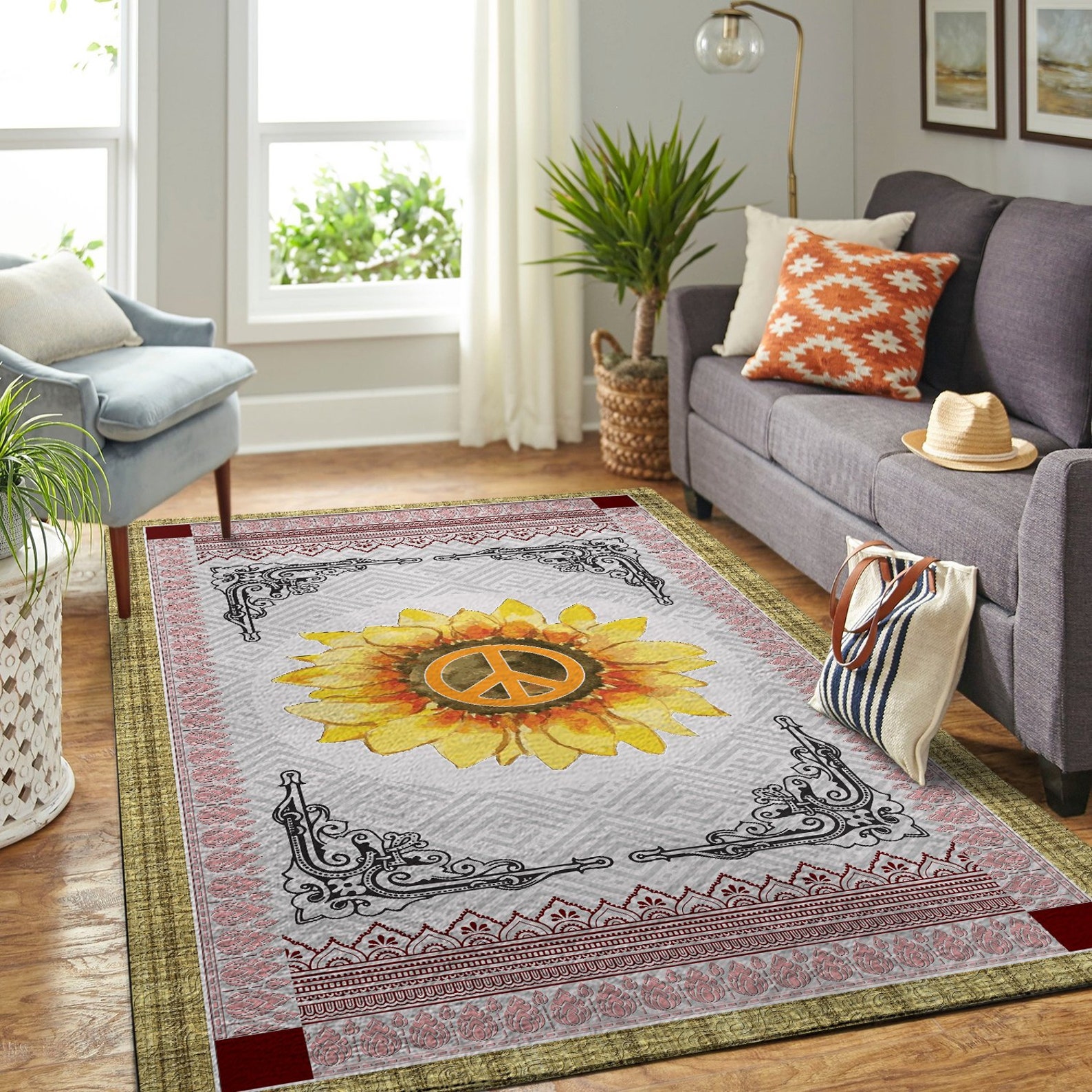 Hippie The Luxurious Sun FLowers Pattern Hippie Area Rug Etsy