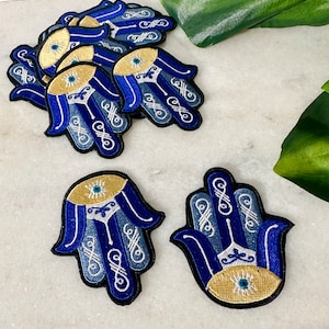 Hamsa Patch - Iron On Patch - Embroidered Applique - Evil Eye,