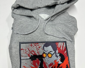 Anime-Inspired Embroidered Collection: Hoodie - Custom Embroidery - Unique Anime Designs - Limited Edition, Blue
