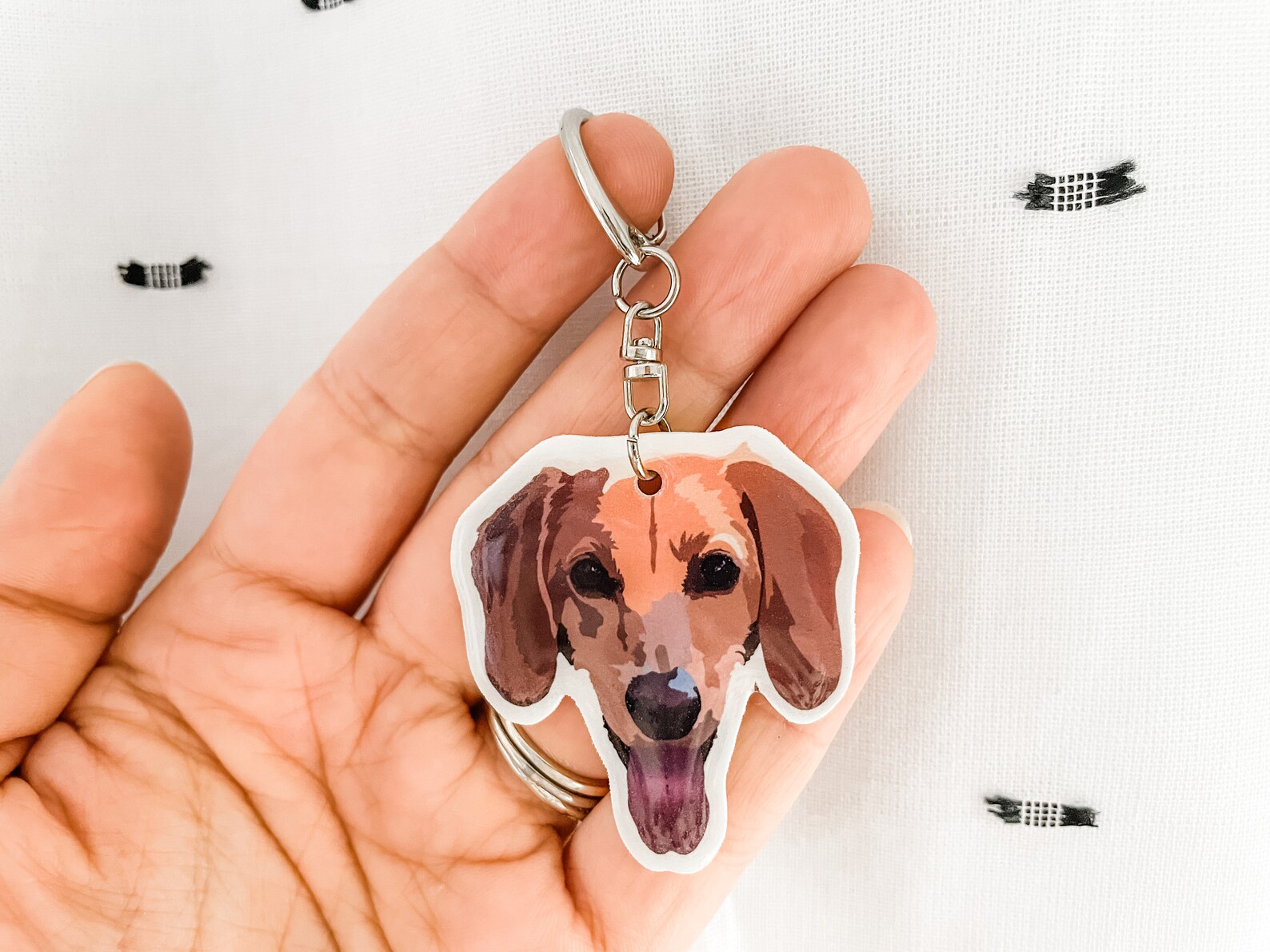 Custom Pet Portrait Handmade Keychain Dog Keychain Key Etsy