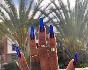 Blue Coffin Nails Etsy