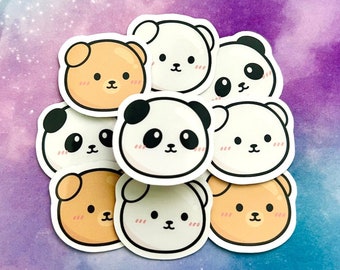 Kawaii Bear Sticker Set | Chibi Panda, Polar, Teddy Bear