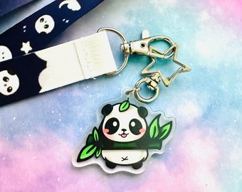 Cute Sparkly Panda Acrylic Keychain | Kawaii Panda Charm | Star Keychain | Original Art