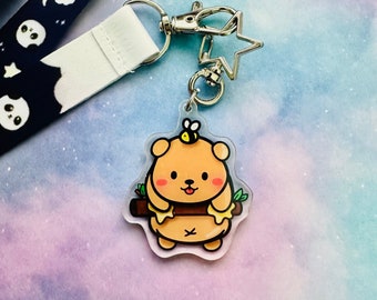 Sparkly Acrylic Teddy Bear Keychain | Kawaii Honey Bear Charm