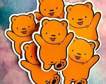 Kawaii Grizzly Bear Sticker | Waterproof Chibi Teddy Bear