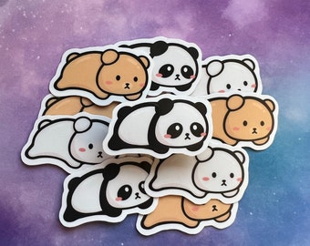 Kawaii Bear Sticker Set | Chibi Panda, Polar, Brown Bear