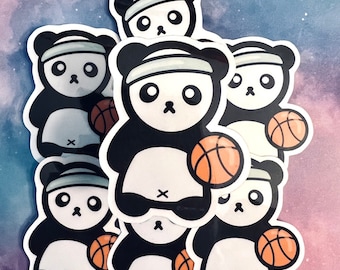 Basketball Panda Bear Sticker | Kawaii Water Resistant Decal
