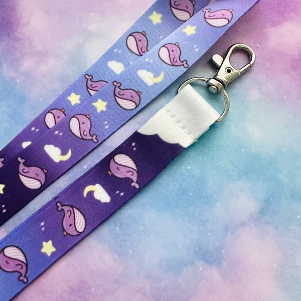 Cute Sparkly Purple Whale Lanyard | I Purple You - Borahae | Kawaii Whale Lanyard | Acrylic Keychain | Original Art