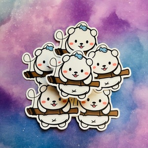 Ours de glace polaire mignon Kawaii | Autocollant en vinyle Chibi | Autocollants résistants à l'eau | Autocollants de livraison gratuite