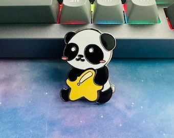 Kawaii Cute Panda Star Hard Enamel Pin | Small accessory gift | Chibi Panda Pins