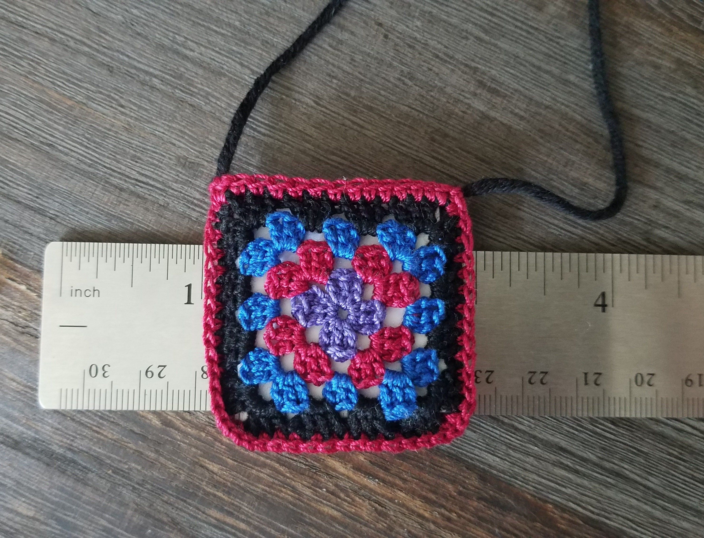 Mini Granny Square Crochet Pouch Necklace 2 Inch Premade Etsy