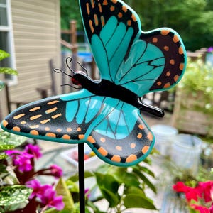 Fused Glass Butterfly, Butterfly Garden Stake, Glass Butterfly, Butterfly Plant Stake, Glass Butterfly, Fused Glass, Flower Garden Buttetfly