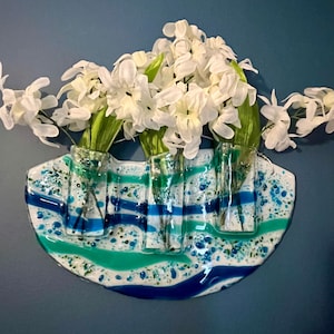 Fused Glass Pocket Vase, Pocket Vase, Glass Vase, Flower Vase, Wall Flower Vase, Base, Flowers, Bus Wall Vase