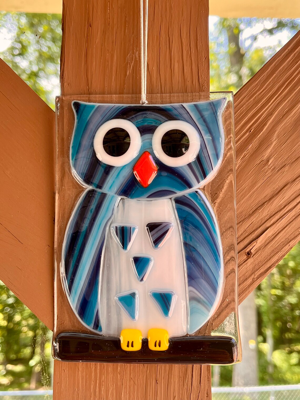 Fused Glass Owl Suncatcher Owl Suncatcher Glass Owl Owl Etsy