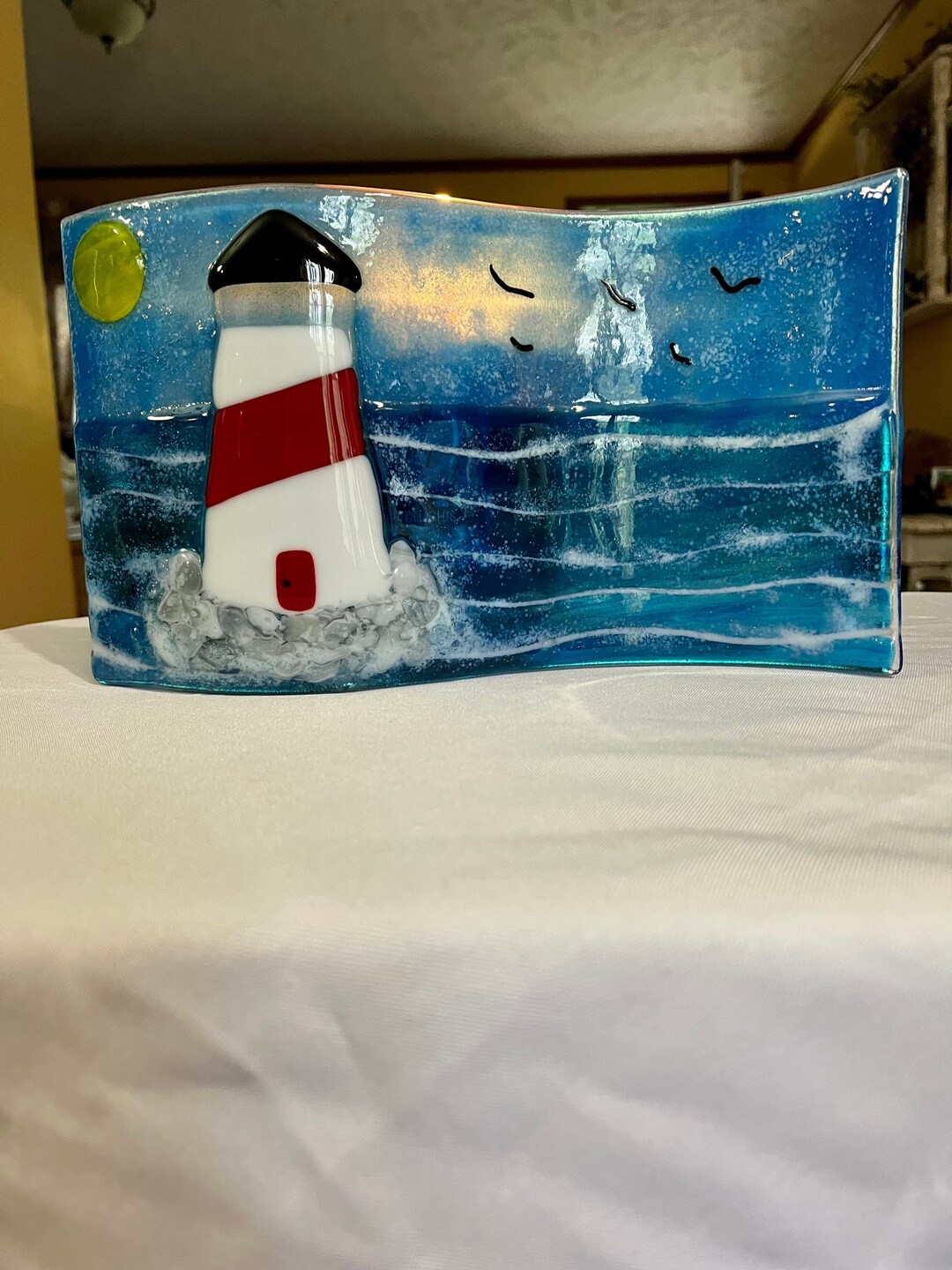 Fused Glass Lighthouse Free Standing Etsy