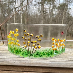 Fused Glass Floral Panel, Glass AST, Home Decor, Fused Glass, Glass Flowers, Fused Glass Flowers, Free Standing Art