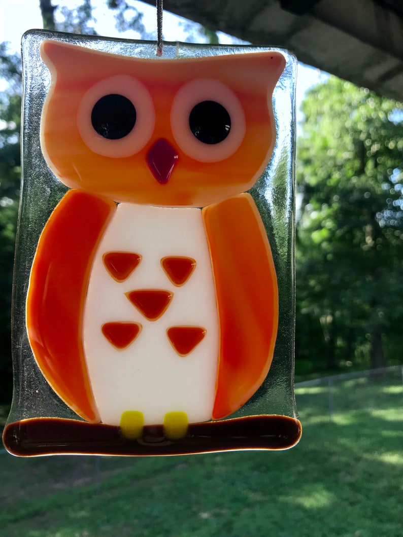 Fused Glass Owl Suncatcher, Owl Suncatcher, Glass Owl, Owl, Suncatcher