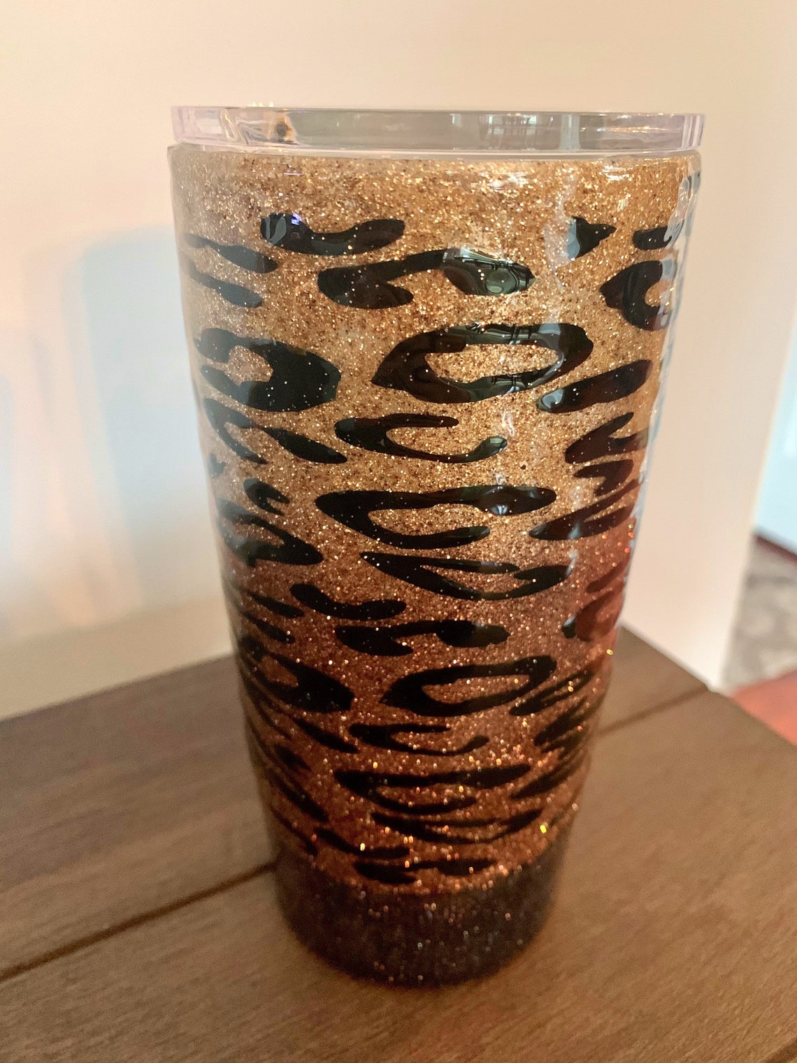 ombre cheetah print epoxy tumbler etsy