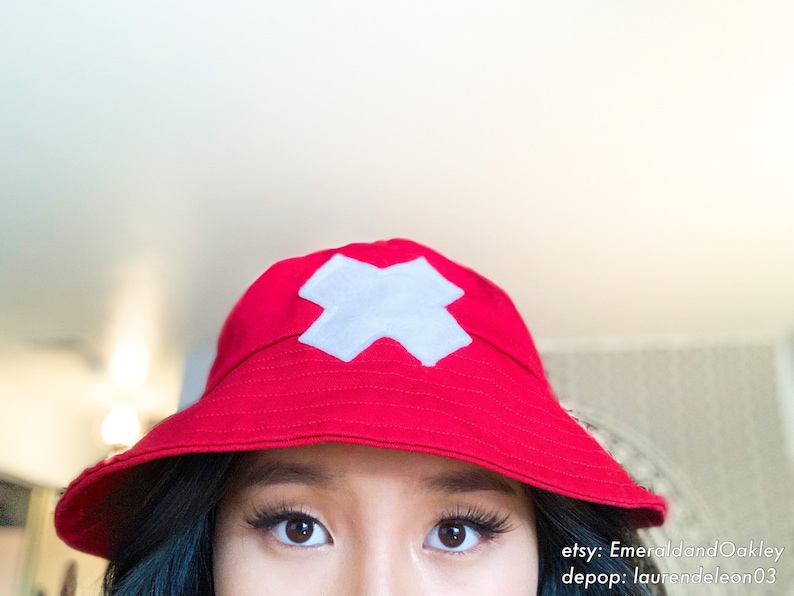 CHOPPER Bucket Hat *limited edition* OP ANIME red bucket hat with white cross