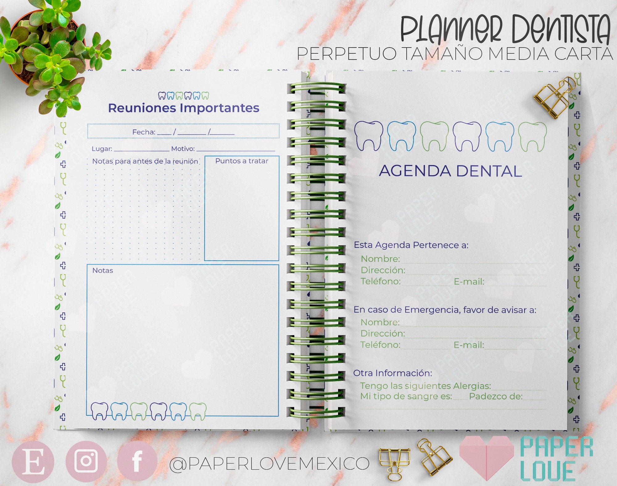 Agenda Dentista Tamaño Media Carta / PDF / IMPRIMIBLE / DIGITAL ...