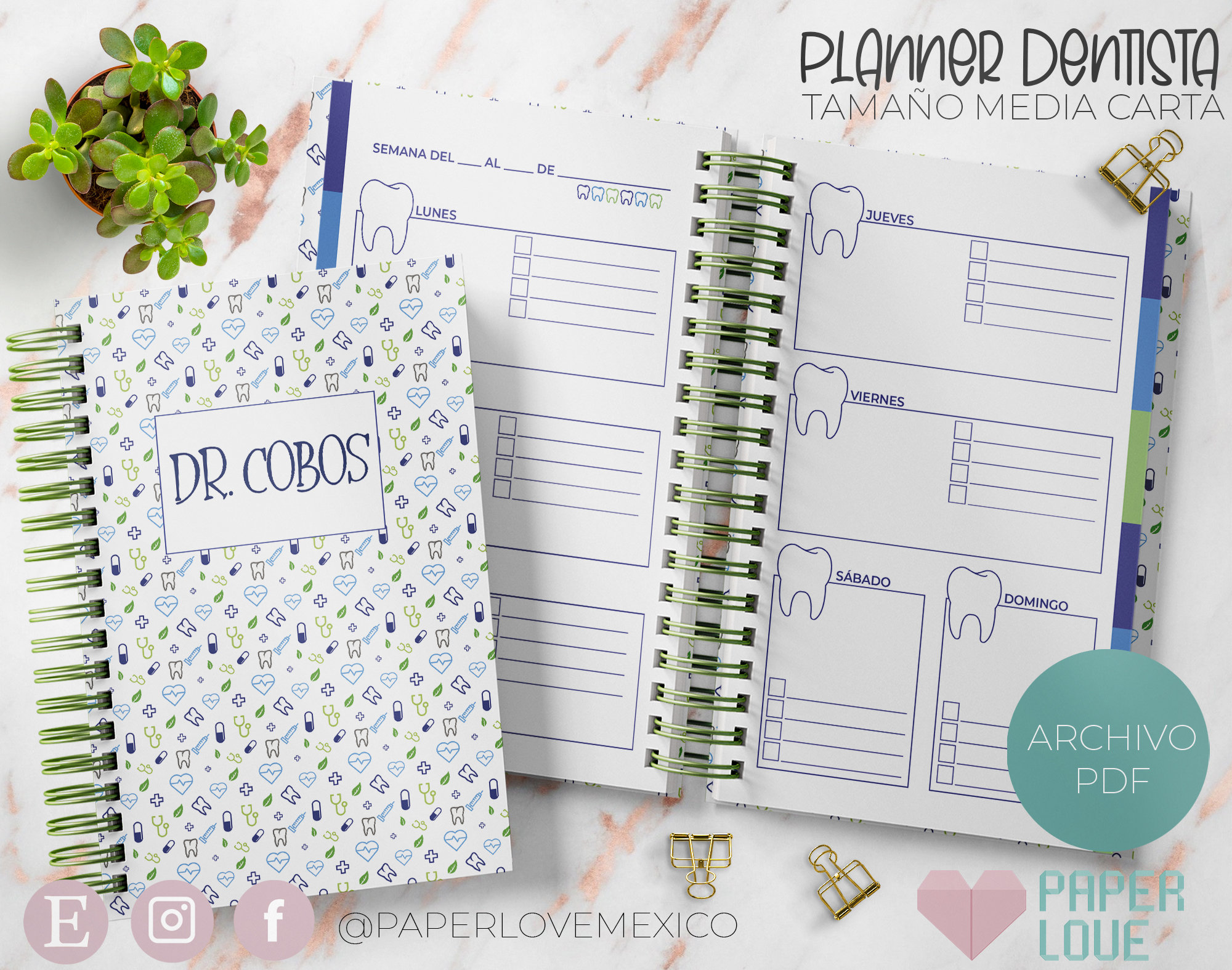 Agenda Dentista Tamaño Media Carta / PDF / IMPRIMIBLE / DIGITAL ...