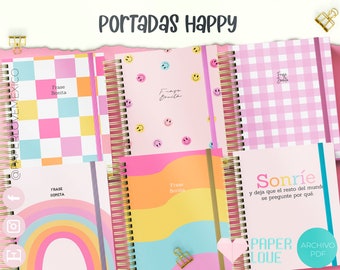 Paquete de Portadas de Agendas con diseño Happy Cute /IMRIMIBLE /PDF