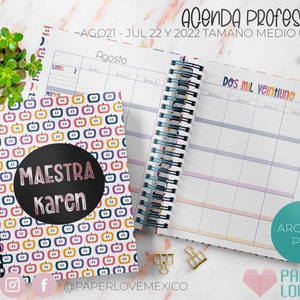 Agenda Profesores Medio Oficio Ago21 - Jul22 y 2022 /  PDF /  IMPRIMIBLE  /  DIGITAL /