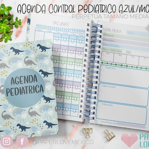 Agenda Control Pediátrico Azul/Morado Tamaño Media Carta /  PDF /  IMPRIMIBLE  /  DIGITAL /