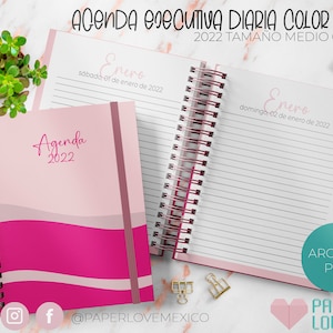Daily Executive Agenda Color Pink Medium Size Office 2022 / PDF / PRINTABLE / DIGITAL /