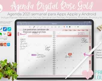 Rose Gold Interactive Digital Agenda / PDF / DIGITAL / GoodNotes / Xodo / Android