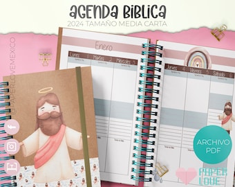 Agenda Bíblica (Cualquier religión) Tamaño Media Carta 2024 /  PDF /  IMPRIMIBLE  /  DIGITAL /