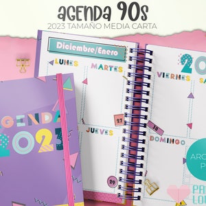 Agenda 90s Noventas retro Tamaño media Carta 2023 / PDF / IMPRIMIBLE / DIGITAL /