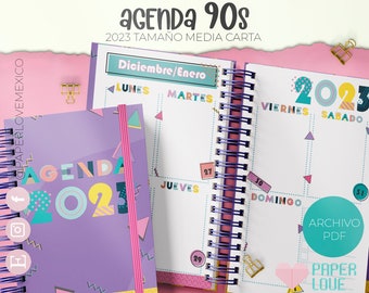 Agenda 90s Retro nineties Medium size Letter 2023 / PDF / PRINTABLE / DIGITAL /