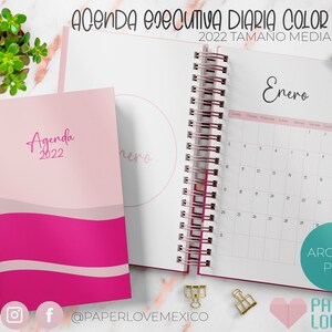 Agenda Ejecutiva Diaria Color Rosa Tamaño media Carta 2022 /  PDF /  IMPRIMIBLE  /  DIGITAL /