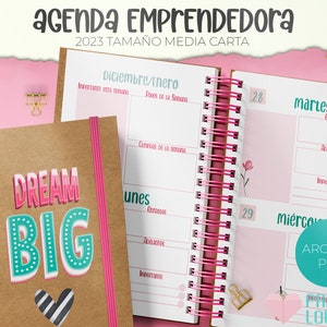 Agenda Emprendedora Tamaño Medio Carta 2023 /  PDF /  IMPRIMIBLE  /  DIGITAL /