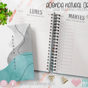 Agenda Natural Gris Tamaño Medio Carta /  PDF /  IMPRIMIBLE  /  DIGITAL /