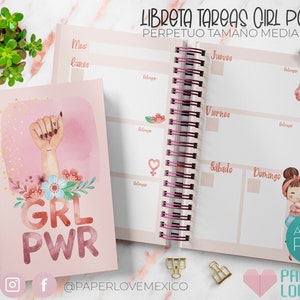 Libreta Tareas Girl Power Tamaño media Carta /  PDF /  IMPRIMIBLE  /  DIGITAL /