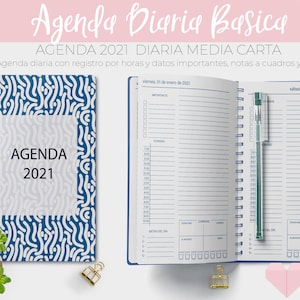 Agenda Basica 2021 Diaria Media Carta  /  PDF /  IMPRIMIBLE  /  DIGITAL /