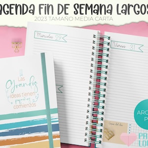 Agenda Fines de semana Largos media Carta 2023 / PDF / IMPRIMIBLE / DIGITAL /