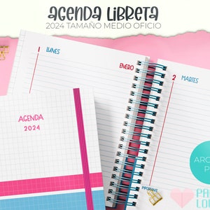 Agenda Libreta Diaria Tamaño Medio Oficio 2024 /  PDF /  IMPRIMIBLE  /  DIGITAL /