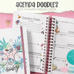 Agenda Doodles Colores Tamaño Media Carta 2023 /  PDF /  IMPRIMIBLE  /  DIGITAL /2023