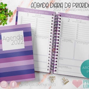 Agenda Diaria Morada Tamaño media Carta 2022 / PDF / IMPRIMIBLE / DIGITAL /