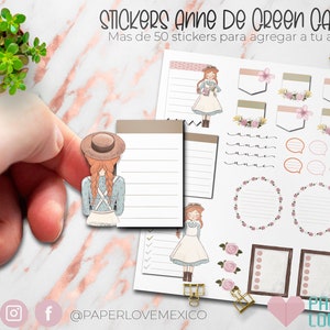 Anne With an E, Anne of green Gables Stickers for Planner Pdf / JPG / PNG/ PRINTABLE Silhouette File