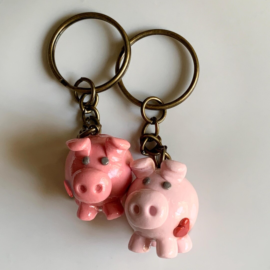 Couple Keychains - My One and Oinkly Love - Matching Pig Charms - Etsy