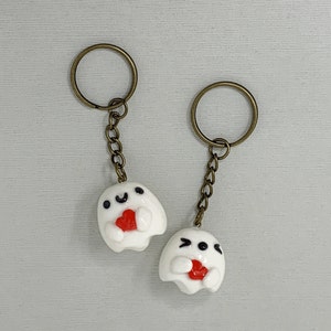 couple keychain set "my boo" matching keychains handmade ghost charms - pink koalas